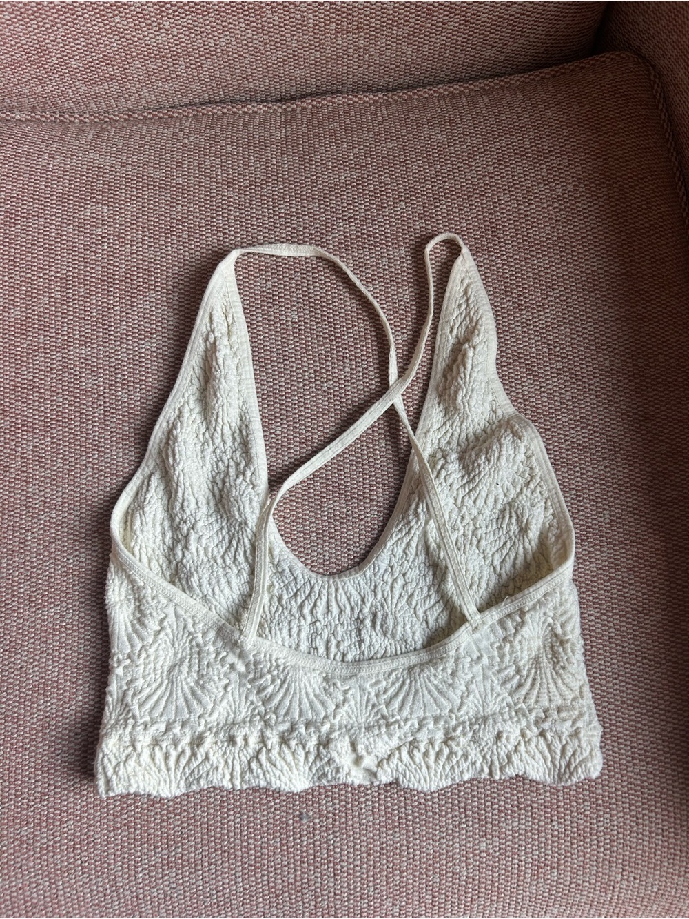 Free People Cream Crochet Bralette with Crisscross Straps - Picture 2 of 2